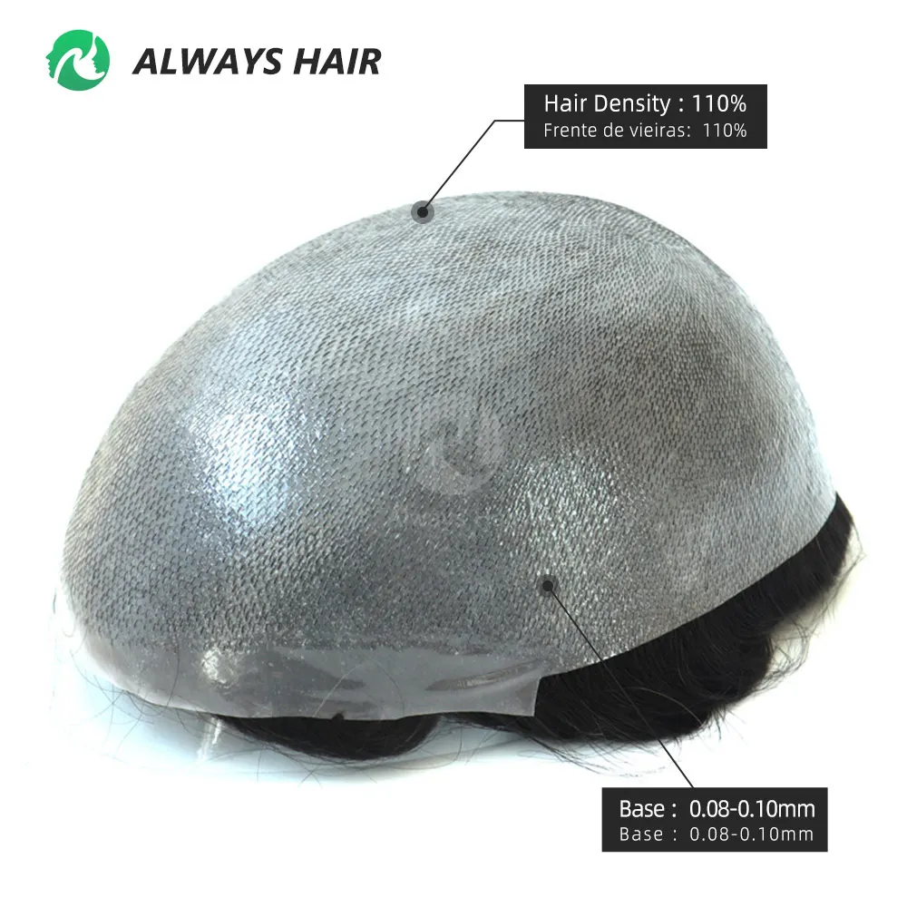 OS21 - 検出不可能なメンズかつらオール V ループ超薄皮毛交換システム男性用ナチュラルヘアラインウィッグマン