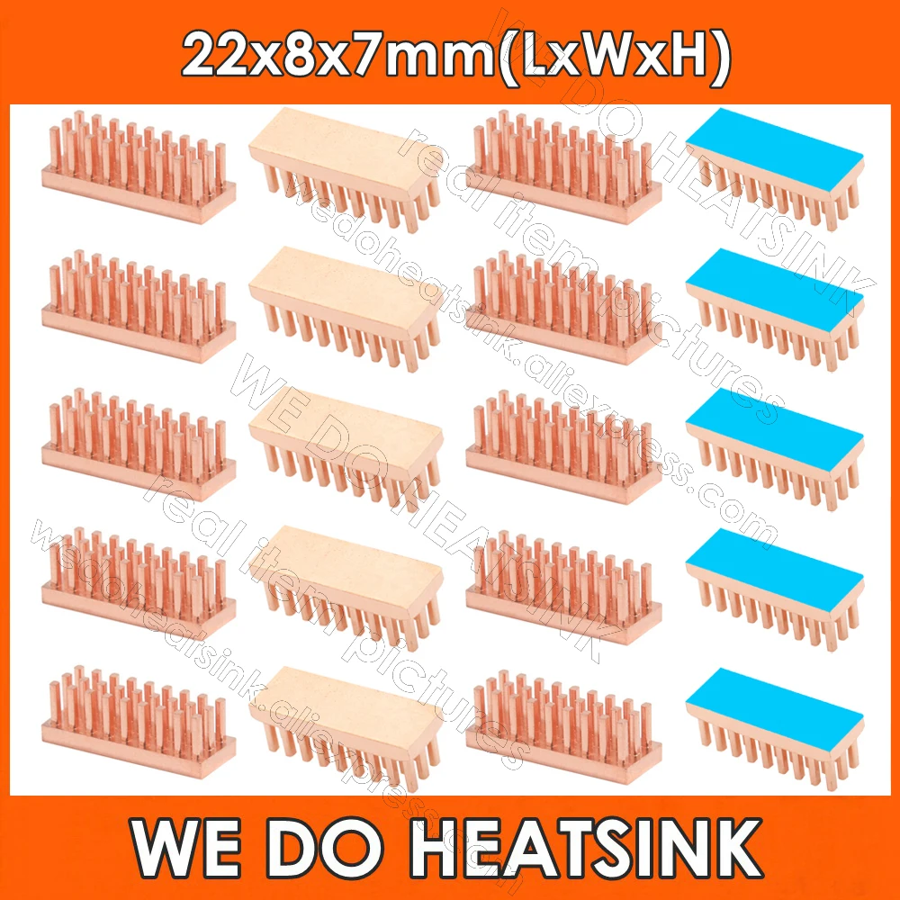 WE DO HEATSINK Useful Pure Copper Heat Sink Without or With Thermal Pad, Various Copper Shape Size Options