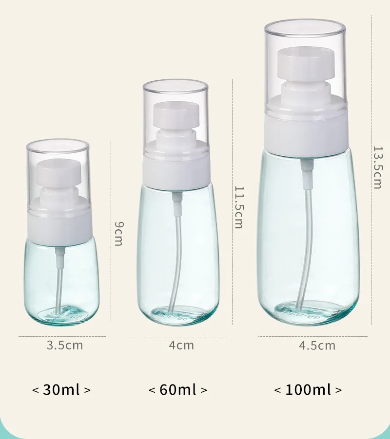 휴대용 투명 스프레이 병, 리필 가능한 작은 병, 여행용 스프레이 병, 30ml, 60ml, 100ml, 1 개