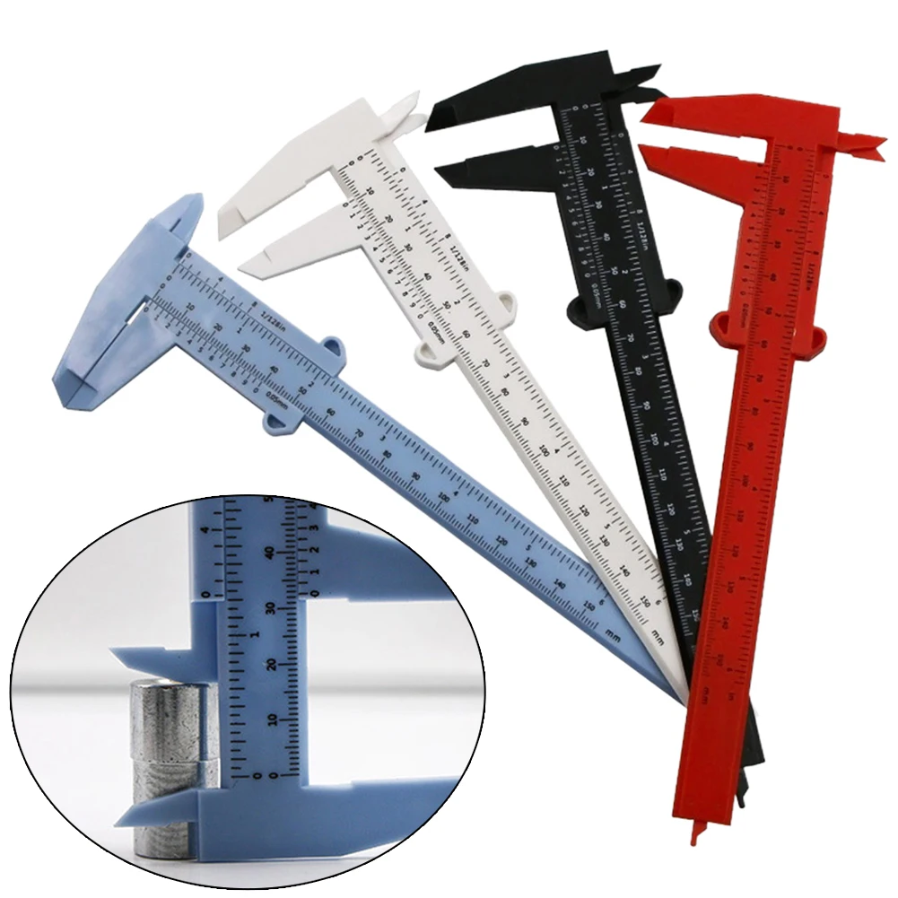 Paquímetros vernier de 0-150mm, escala de regra dupla, ferramenta de medida de altura de profundidade de plástico, medida de joias, escala dupla, paquímetro vernier