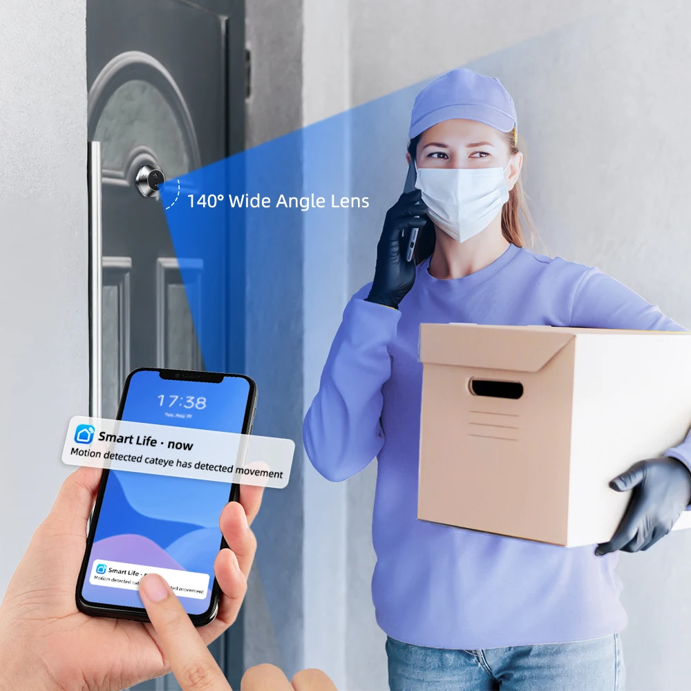 Camluxy 1080P Smart 4.3Inch Tuya WiFi Video Doorbell Eye Peephole Camera Alexa Google Digital Door Viewer Two Way Audio