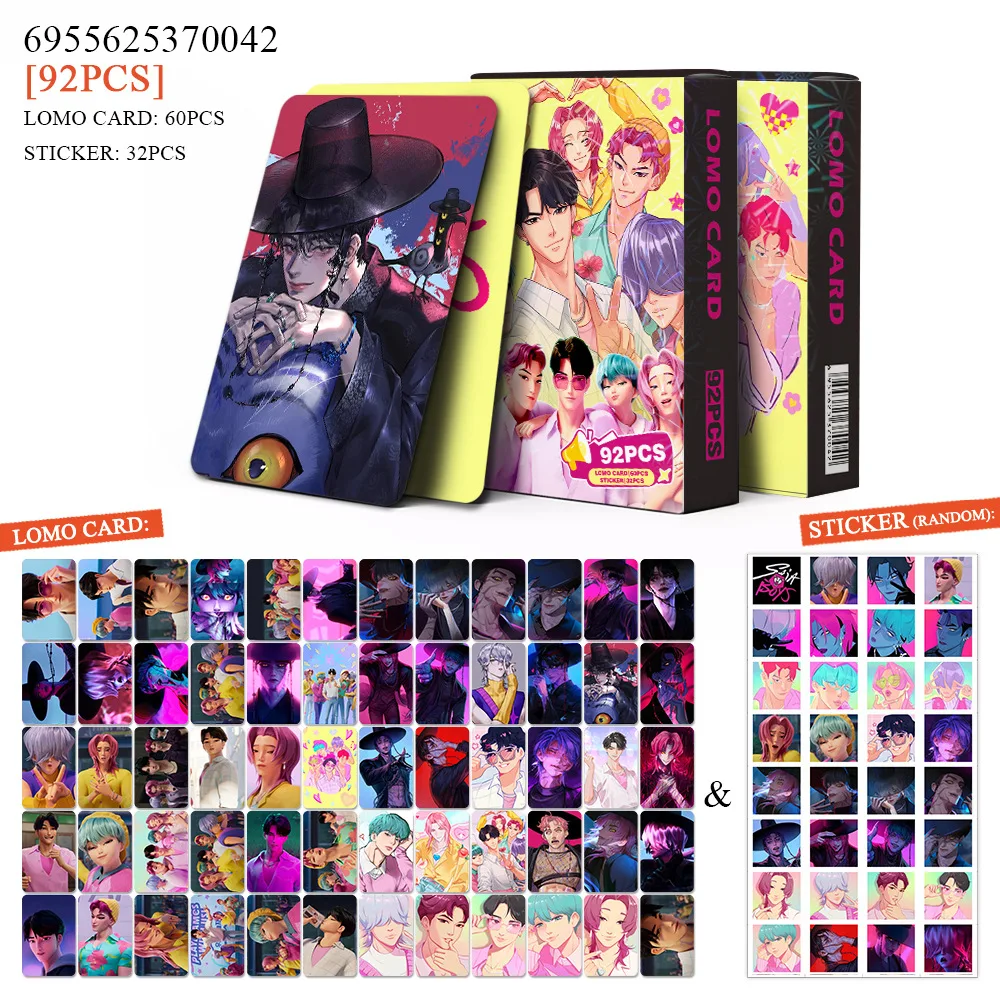 92PCS KPop Demon Hunters Stickers Photo Card Print Pictures Photocard For Fans Collection Postcards Gifts