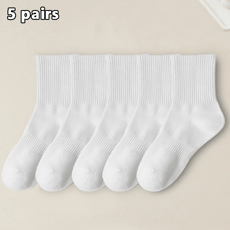5/15Pairs Brand Men Cotton New Style White Socks Men Soft Breathable Sports Long socks Summer Winter for Male Socks Plus Size