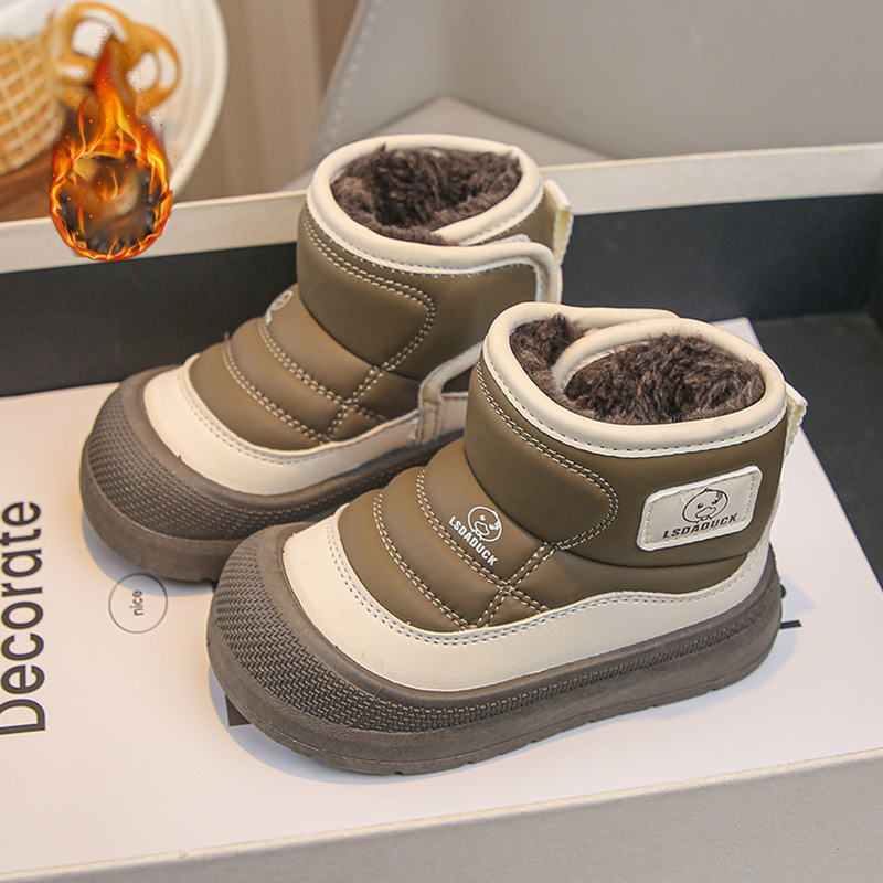 NO GLUE, зимние плюшевые зимние сапоги для детей, толстая теплая хлопковая обувь для мальчиков и девочек, непромокаемые детские зимние ботинки, бархатная обувь