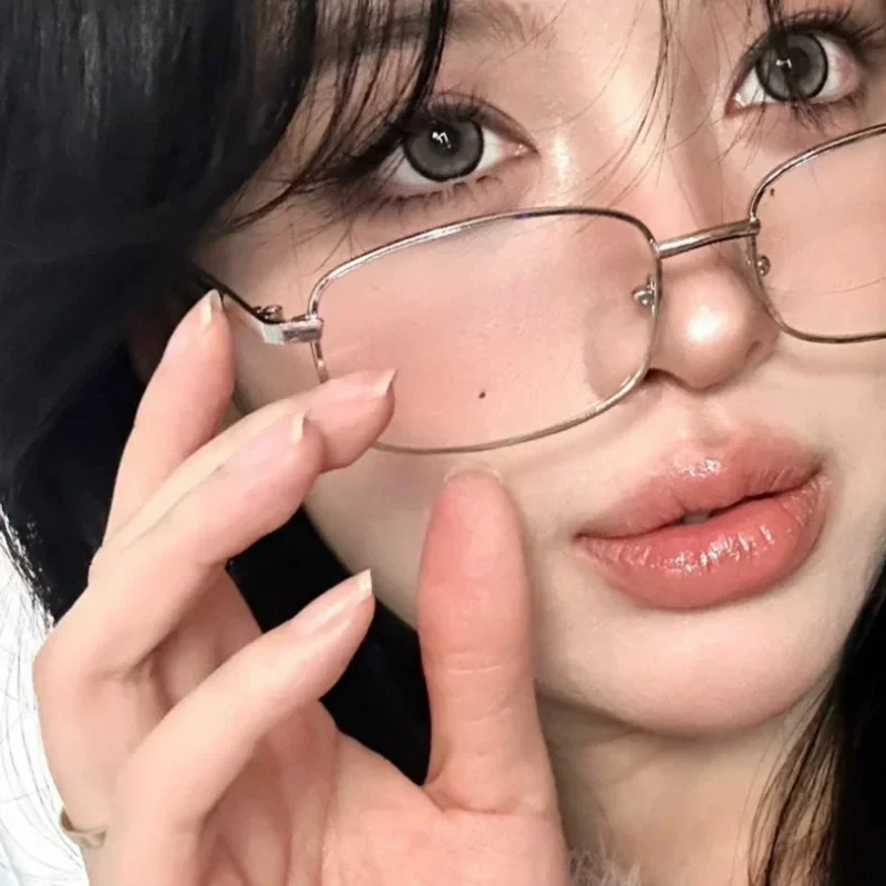 Y2K Harajuku Retro Small Square Frame Glasses for Women Metal Eyeglasses Clear Reading Spectacle Blue Light Blocking Eyewear