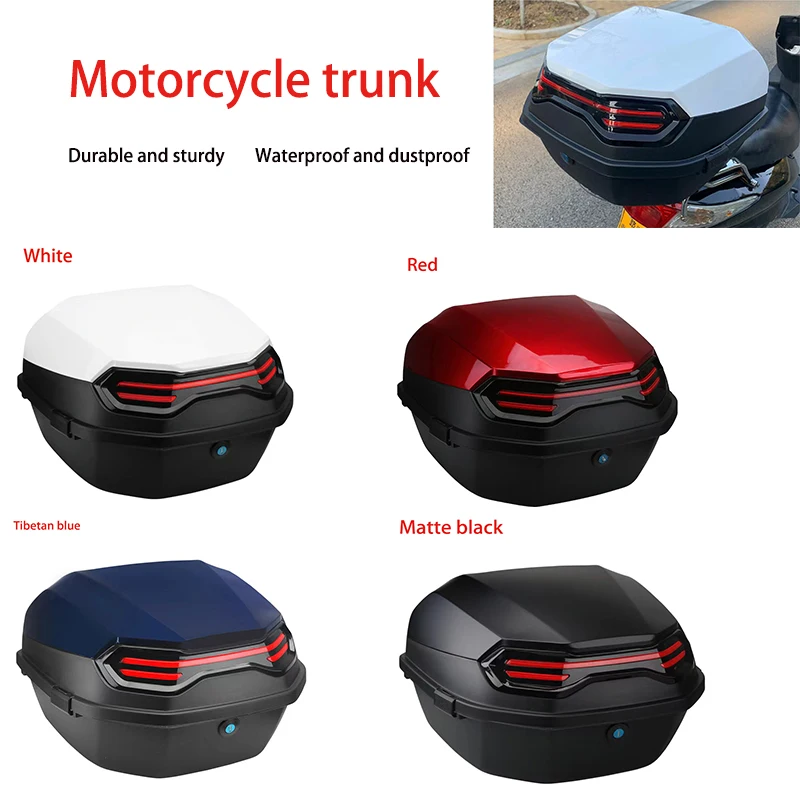 Caja trasera para motocicleta, botas para patinete, maletero, ABS + PP, funda sólida para casco completo, organizador de almacenamiento, caja trasera