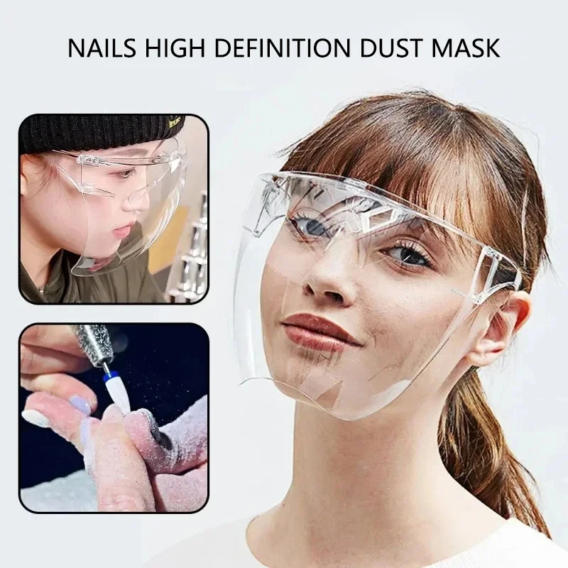 Máscara de seguridad liviana de cobertura total: pantalla protectora HD transparente y antisalpicaduras para Techs de uñas, artistas, cocineros y Enthus de bricolaje