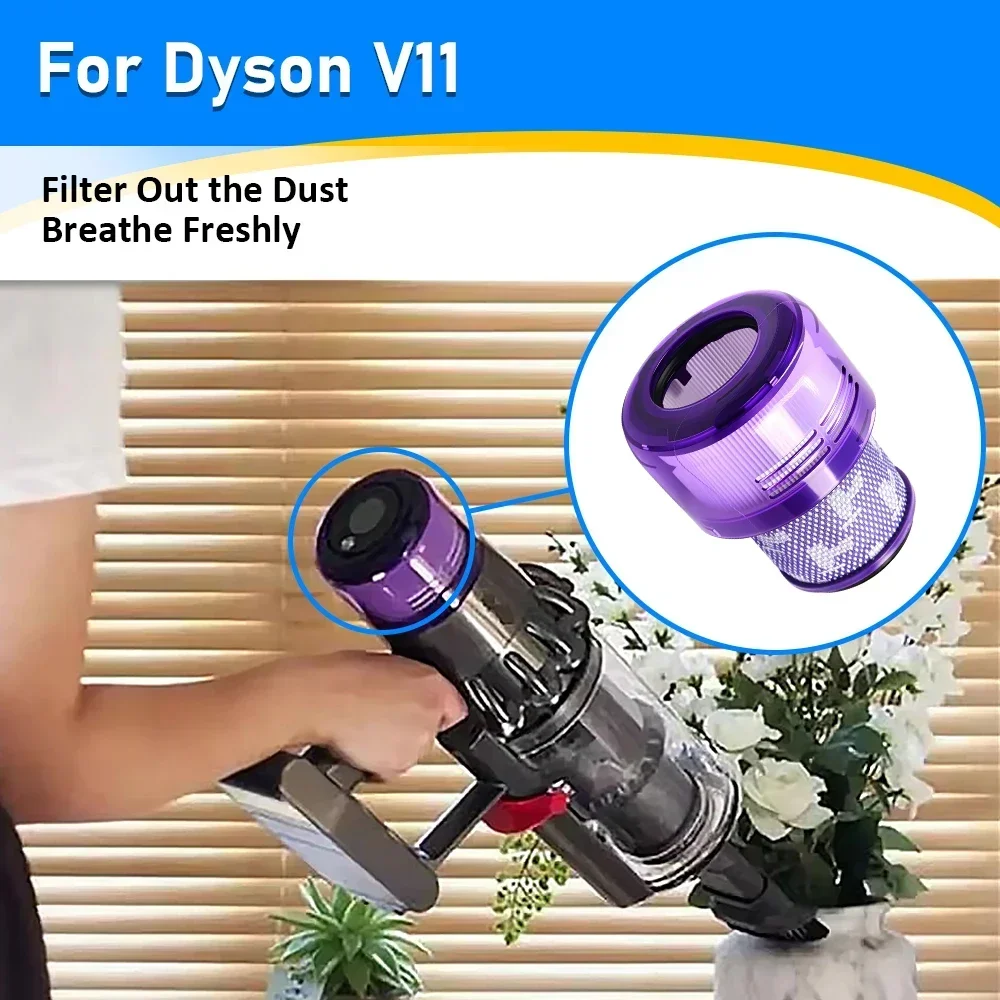 1-8PC Filter with brush For Dyson V11 Animal  V11 Torque Drive V15 Detect Vacuum Cleaner Cleaning Cyclone Rear Filter Spare Part