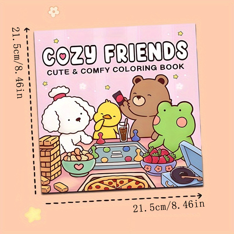 Cozy Friends 색칠하기 책 - 디럭스 에디션 페인트 바이 넘버 키트, 스트레스 해소 및 휴식, 휴일 및 생일에 이상적