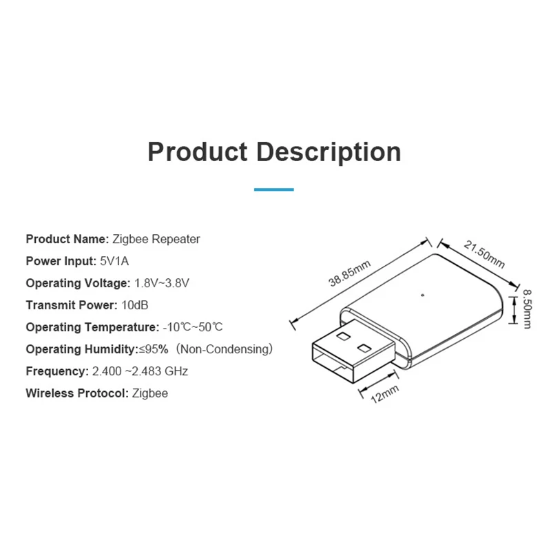 Repetidor de señal Tuya ZigBee 3,0, amplificador de señal extensor USB para Smart Life ZigBee2MQTT, Hub de enlace, dispositivos auxiliares de malla para el hogar