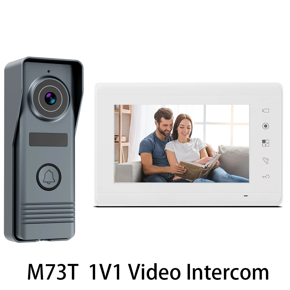 Sistema de intercomunicação de vídeo com fio colorido de 7 polegadas, câmera visual, campainha, kits de telefone para casa, ip, vila, apartamento m73t