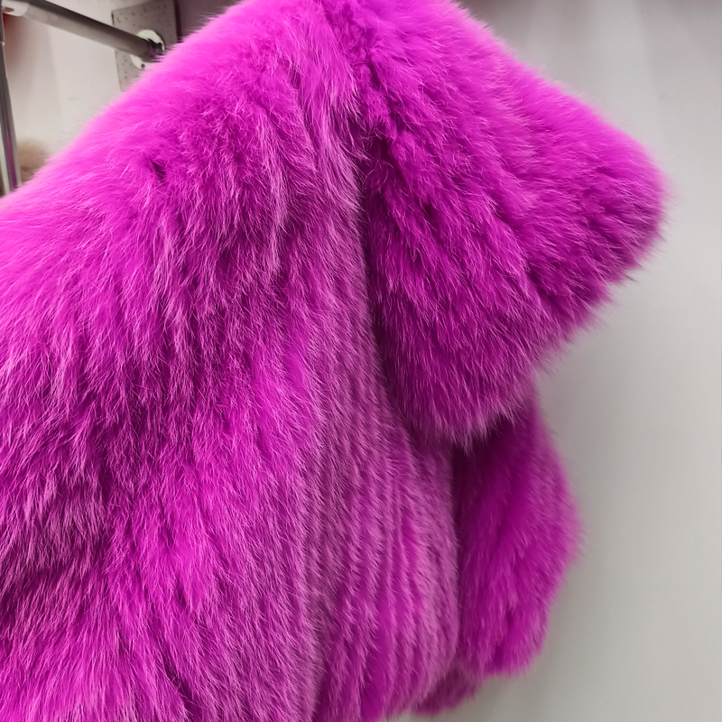 Tira de pele dupla face costurada toghter pele de raposa real weavin casacos com capuz feminino importado jaquetas grossas urso branco roupas quentes