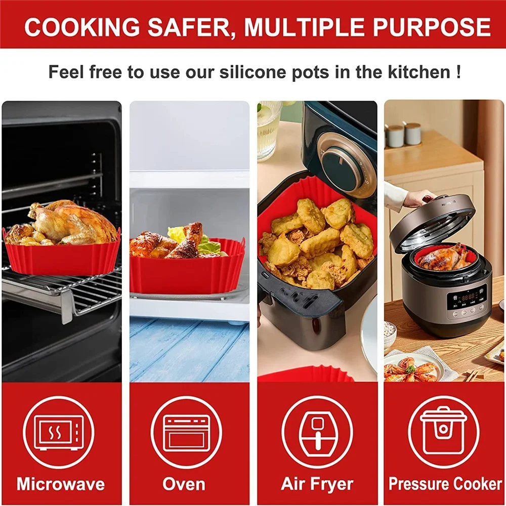 Accesorios reutilizables para freidora de aire, freidora de aire de silicona, bandeja para horno, Pizza, pollo, Airfryer, molde de silicona antiadherente
