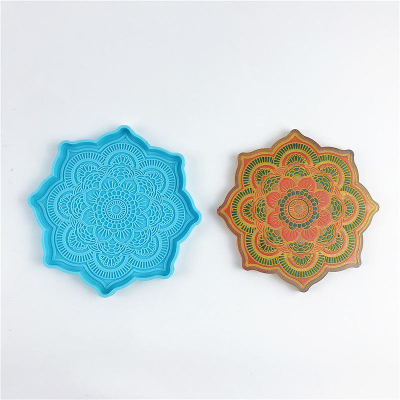 Mandala Coaster Silicone Mold Round Tray Cup Mat Epoxy Resin Casting Mould For DIY Resin Crafts Home Decoration Making Tools