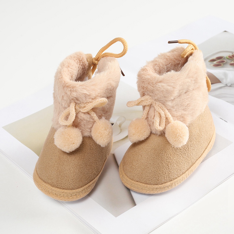 Baywell-Botas de nieve de piel para bebé y niña, zapatos cálidos y acogedores, con suela suave, de 0 a 15 meses, para invierno y otoño