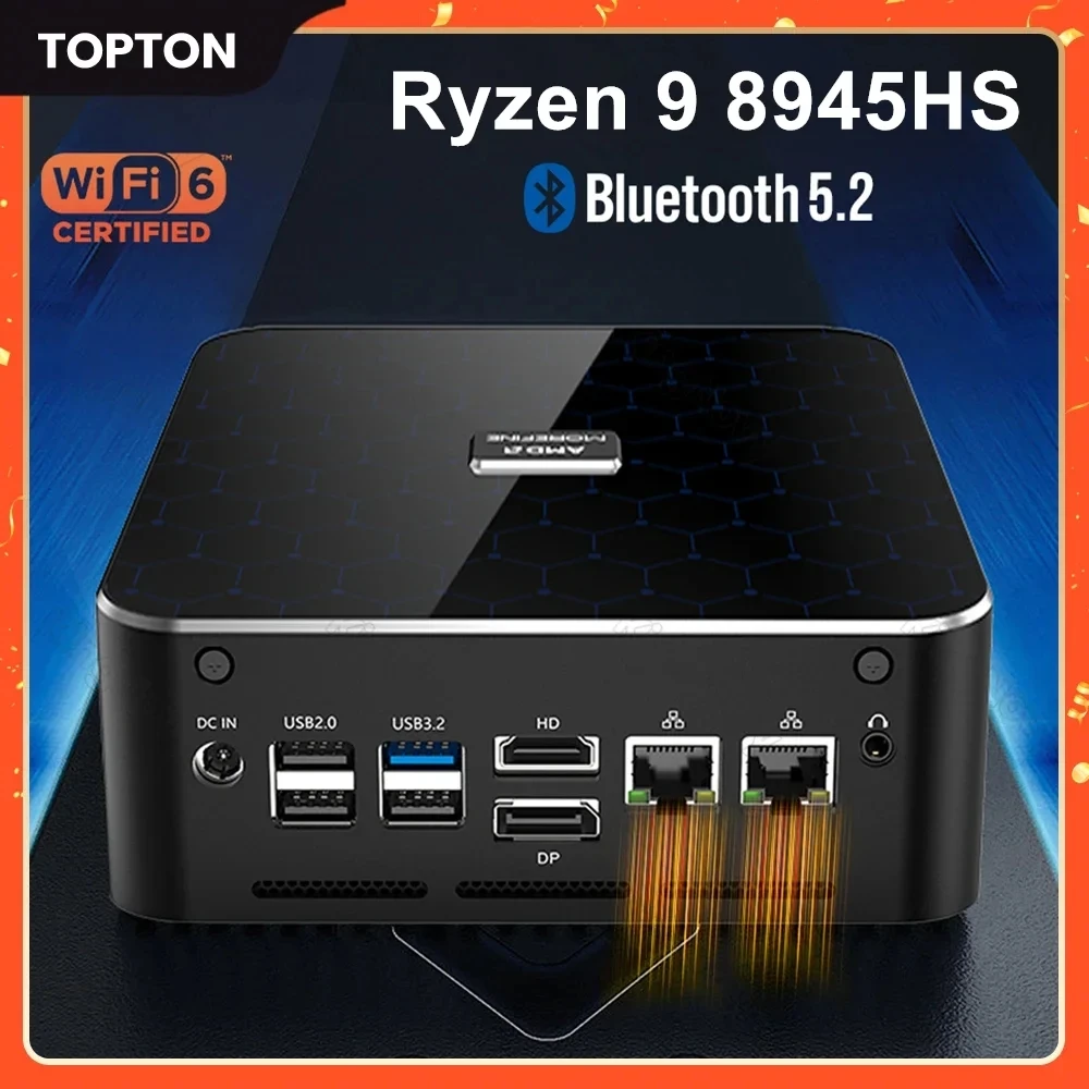 Morefine AMD Gaming PC M600 Rzyen 9 8945HS Mini-PC Gamer-Desktop-Computer 2xDDR5 2xPCIe4.0 2x2,5G LAN Windows 11 HTPC WiFi6 BT5.2