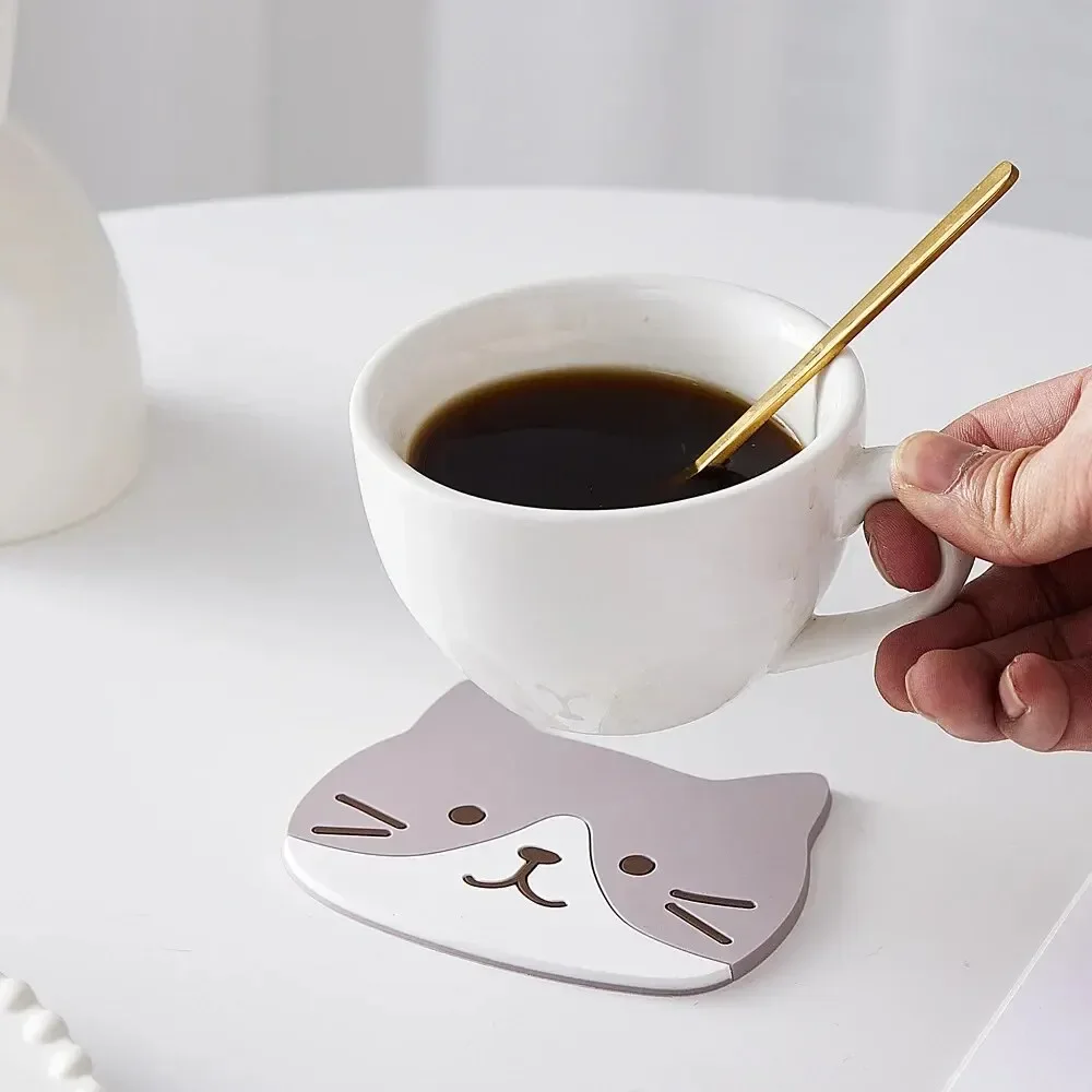Cuscino per tazza carino per gatti Vendite dirette del produttore Cuscino per ciotola antiscivolo e antiscottatura in PVC Cuscino isolante per tazza da tè in silicone