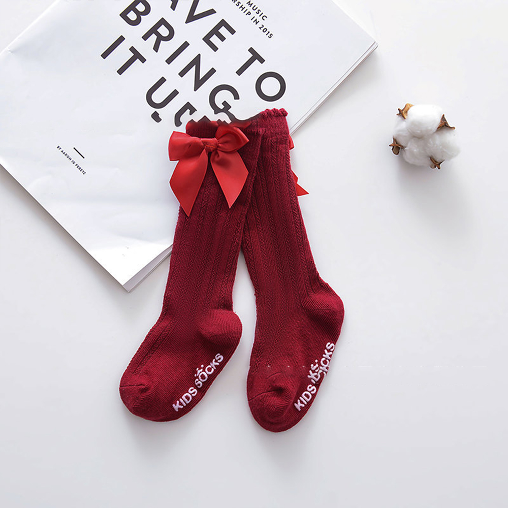 Chaussettes de Noël coordonnantes en coton doux pour enfants, bas de sol pour filles, bas pour tout-petits, cadeau pour bébé, rouge