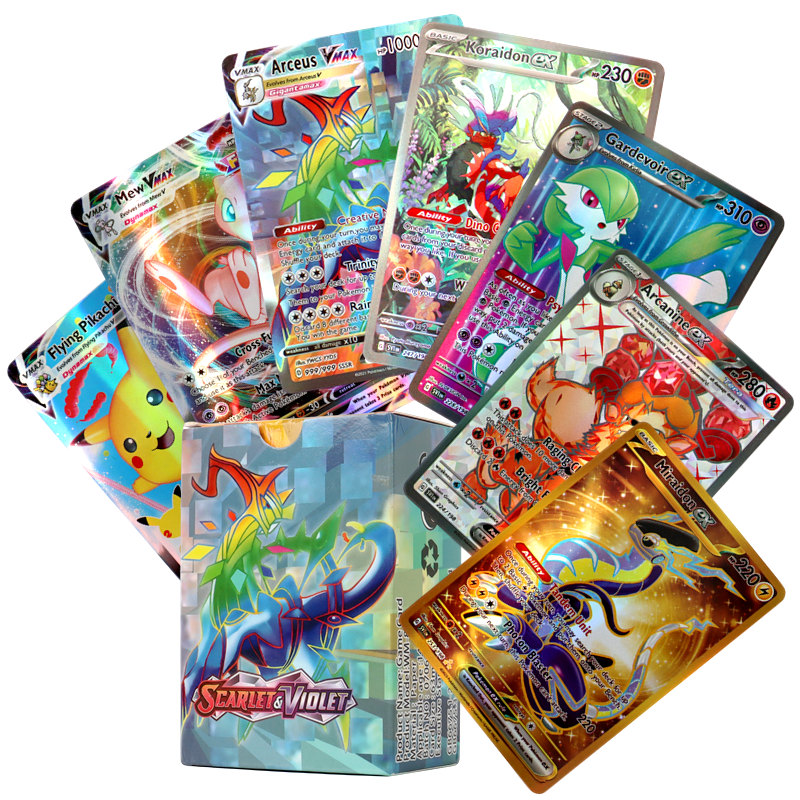 Nieuwe Holografische Pokemon Kaarten Scarlet Violet 80Vmax 20EX Engelse Letter Pokemon handelskaart Kids Gift