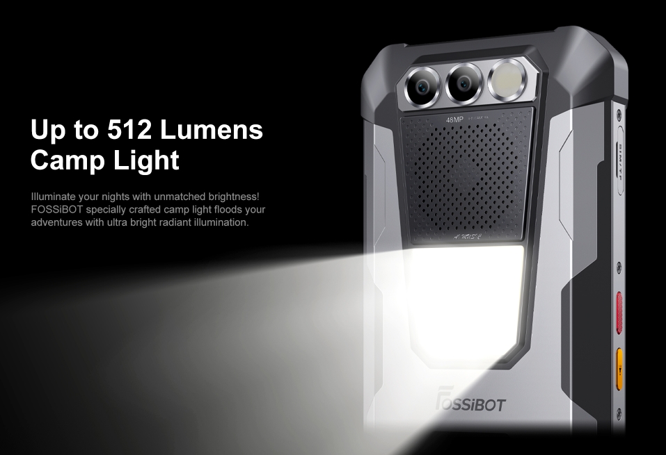 Fossibot F106 PRO 4G Telefone robusto MT6769CZ CPU 6,58 "120 Hz Display 12000mAh Bateria com luz de acampamento Smartphone à prova tripla