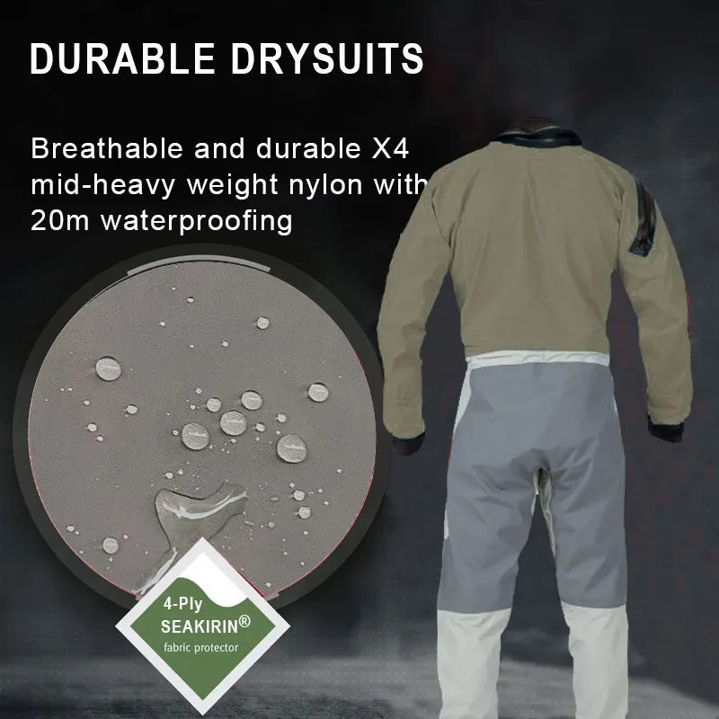 Traje seco de entrada frontal con calcetines con cremallera en relieve para canoa, navegación, remo, Rafting, pesca, kayak en condiciones extremas