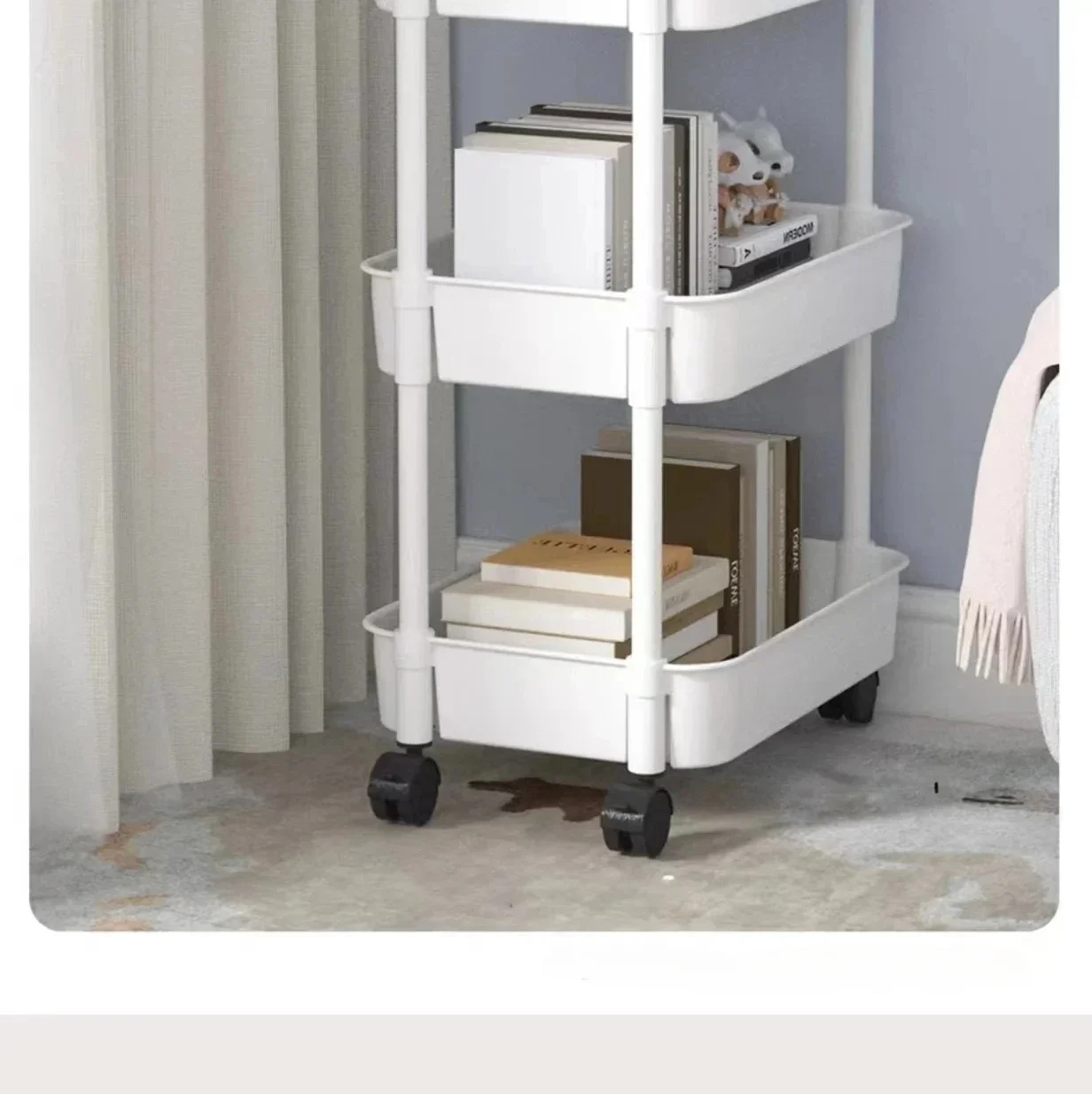 Scaffale portaoggetti per carrello piccolo multistrato per uso domestico, da pavimento al pavimento, da cucina, per camera da letto, per bagno, con ruote
