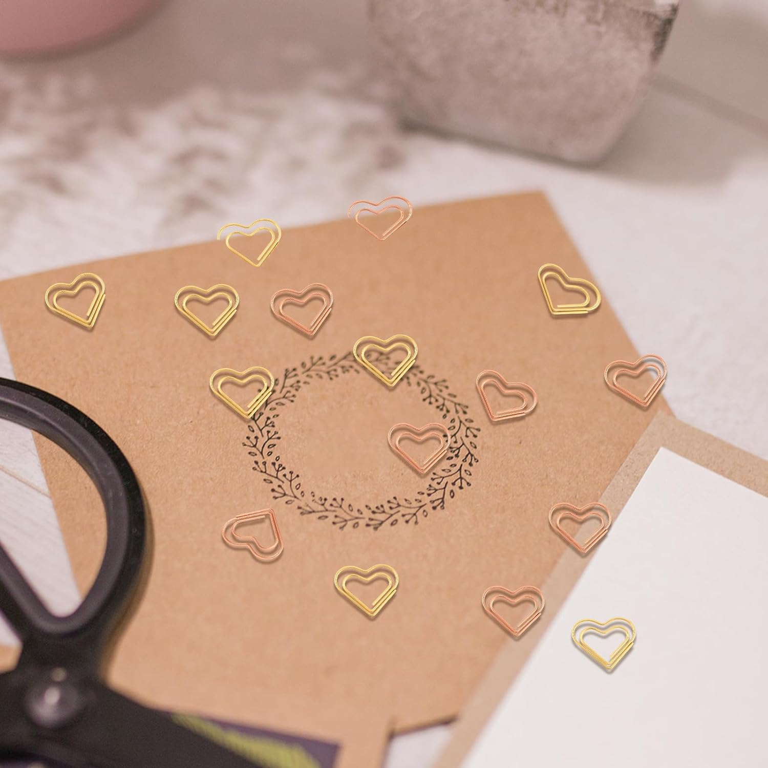 100 Uds Clips de papel de corazón Clips de papel pequeños en forma de corazón de amor dorado Clips de papel de Metal lindos de oro rosa para diario Clips de papel