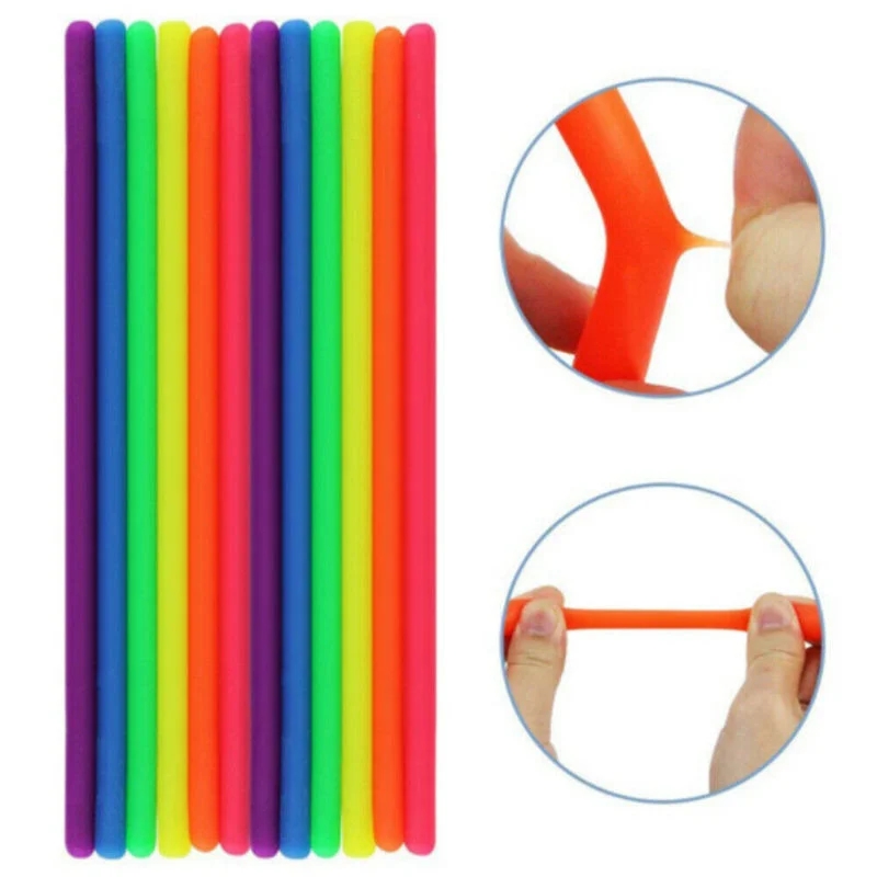 3-6PCS Funny Unicorn Pull Worm Noodle Fidget Toys Stretch String Anti Stress Toys String Stress Relief Autism Vent Toy Gift