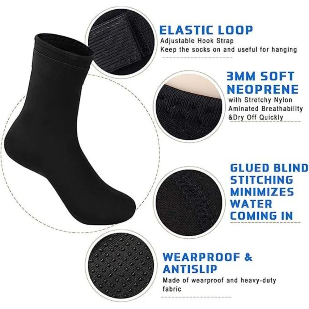 Calzini in neoprene da 5 mm Scarpe da muta da 3 mm Calzini antiscivolo per pinne da surf Elasticità Stivali da spiaggia Calzini caldi per lo snorkeling Immersioni