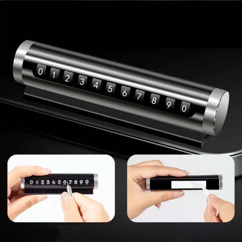 Universal Auto Telefon Anzahl Platte Temporäre Parkplatz Karte Aluminium Aufkleber Drehen Park Stop Temporäre Parkplatz Karte Auto Zubehör