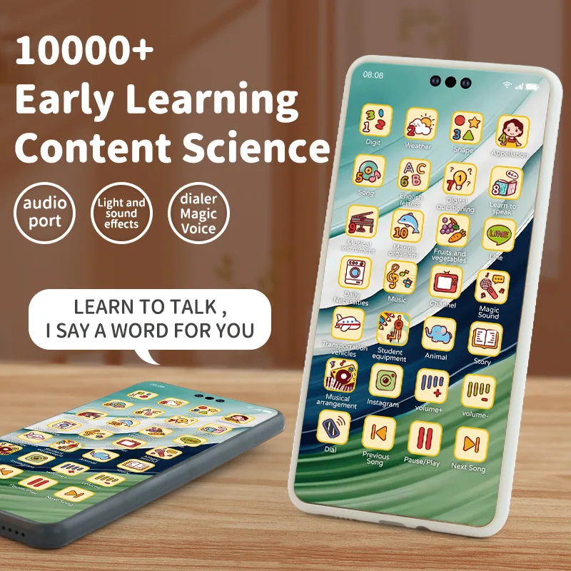 Kids Smart Simulation Phone Toy Rechargeable Touchscreen Early Education Learning Machine Light Music Educational Toy