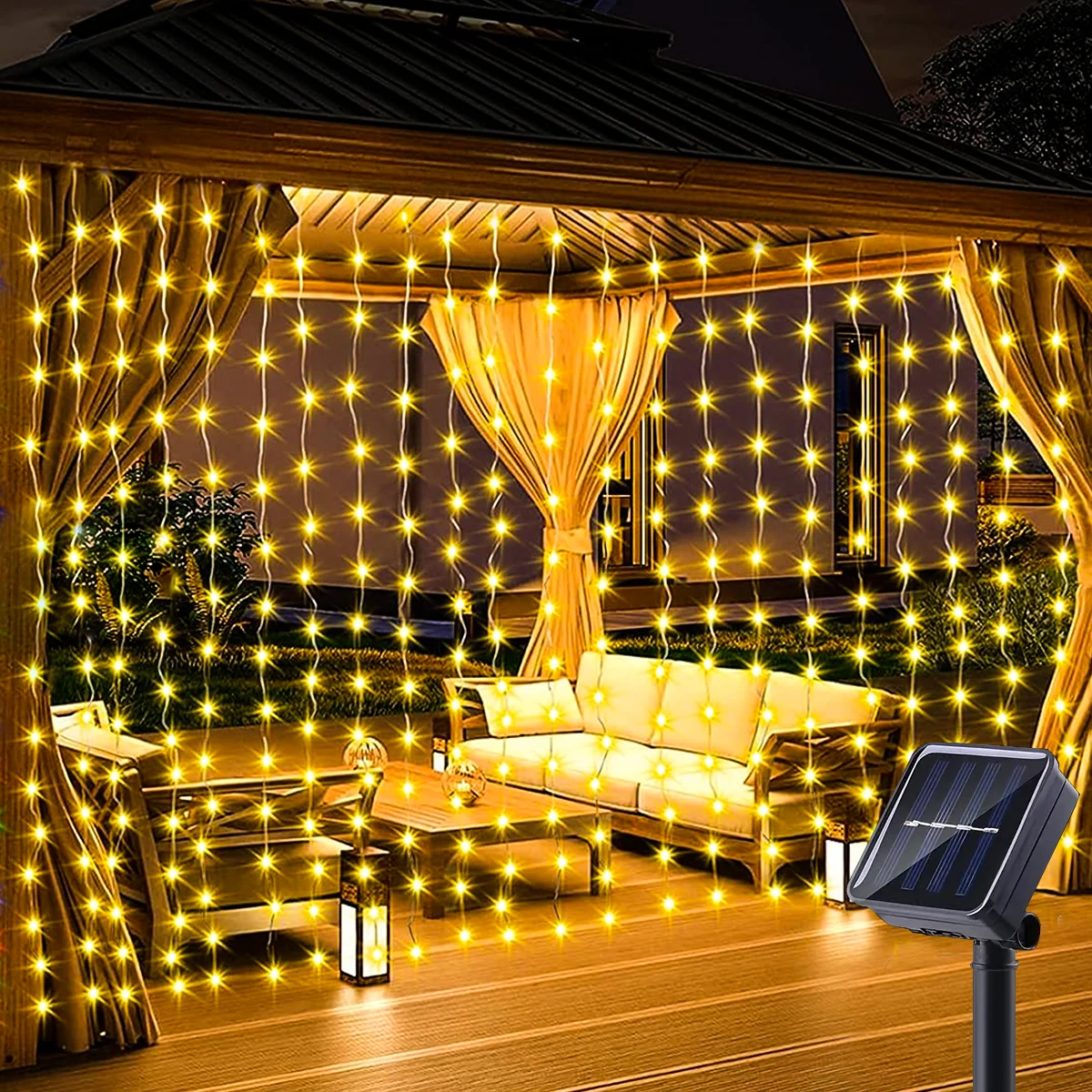 Guirnalda de luces solares para exteriores, cadena de luces parpadeantes alimentadas por energía Solar, 8 modos, decoración para el hogar, jardín y Patio, 1 unidad