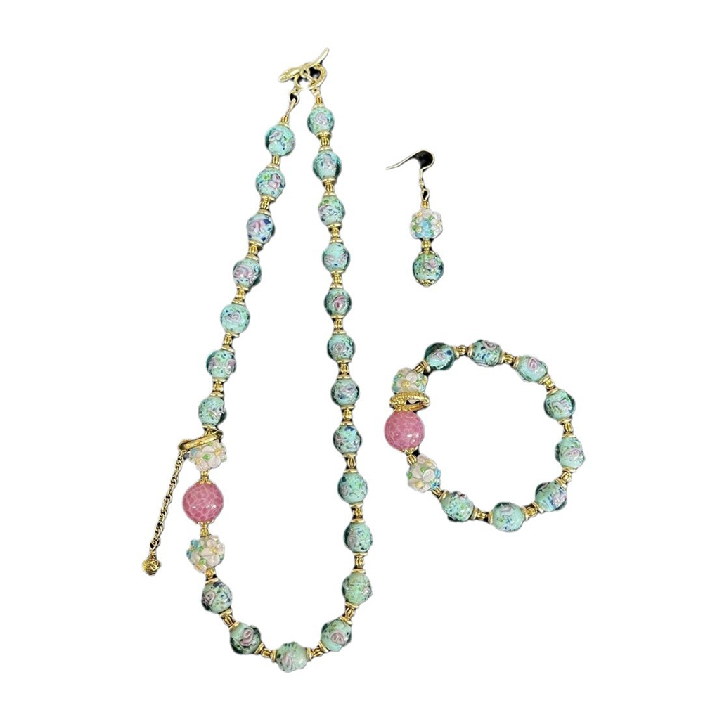 Vintage hecho a mano cuentas de cristal suéter cadena pendientes collar para mujer chica gargantilla accesorios de joyería