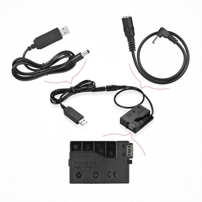 DR-E8 Dummy Battery with DC Power Bank USB Adapter Cable Replacement for LP-E8 for Canon EOS 550D 600D 650D 700D DSLR Cameras