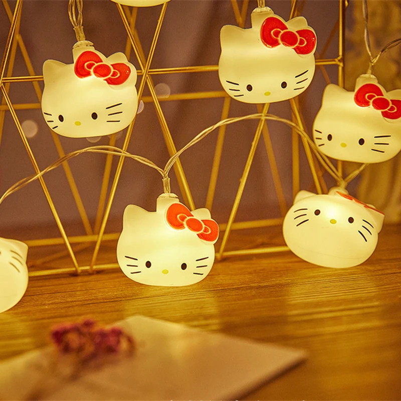 Kawaii Sanrio Hello Kitty ไฟ String ห้องนอนแบตเตอรี่บรรยากาศแสงตกแต่งบ้านอะนิเมะตัวเลขส่องสว่างของเล่น