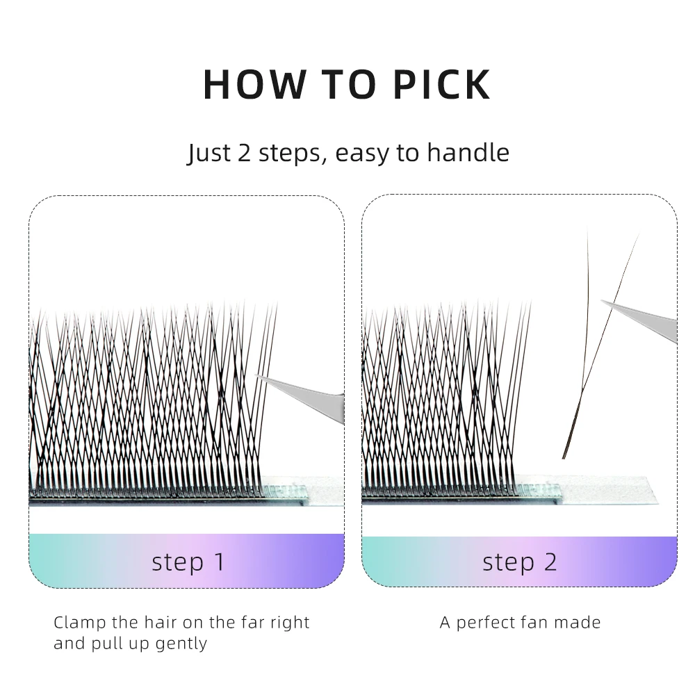 Yelix 2D Volume Lashes 0.10D 8-12mm Single Tip 2D Y Eyelash Extensions Professional Lash Extension Lightweight Premade Fans