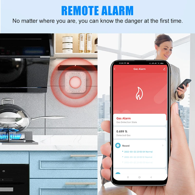 Датчик утечки газа Tuya WIFI/ZigBee, датчик угарного газа с Gprs, для дома