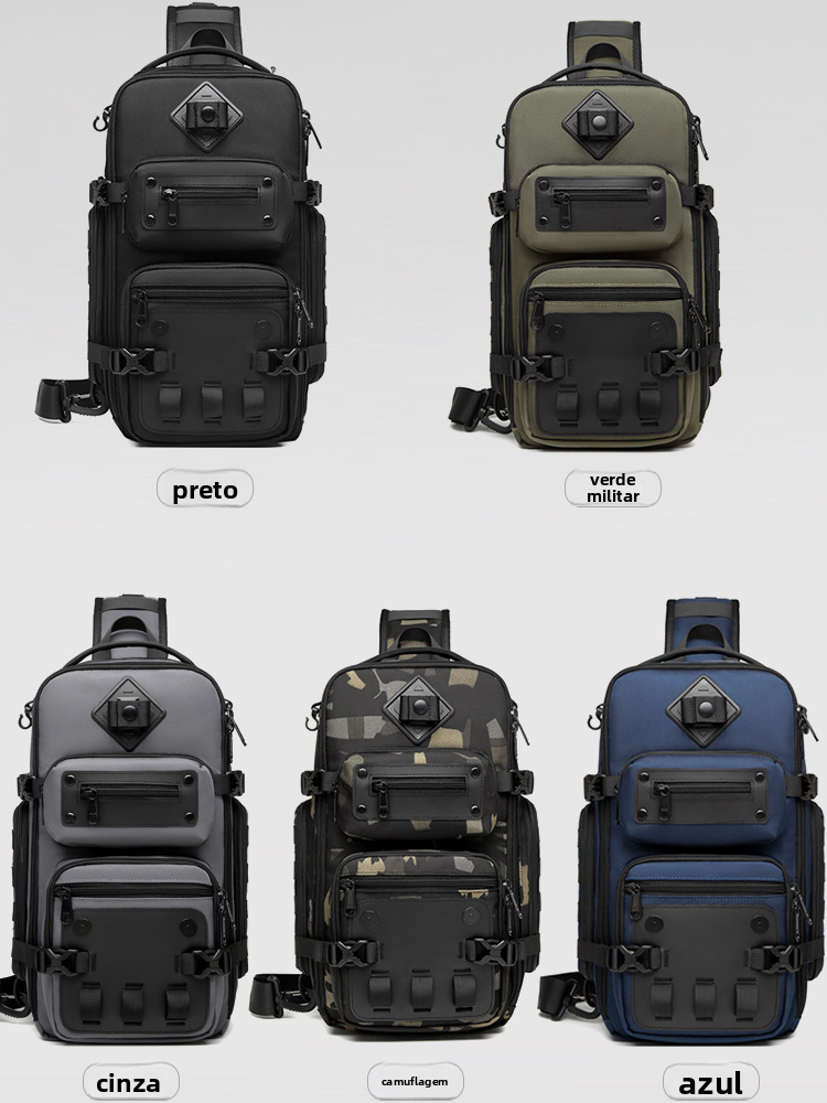 Bolsa Transversal OZUKO Impermeável para Viagens Curtas Estilo Urbano em Tecido Ox io com Forro de Poliéster e F d...