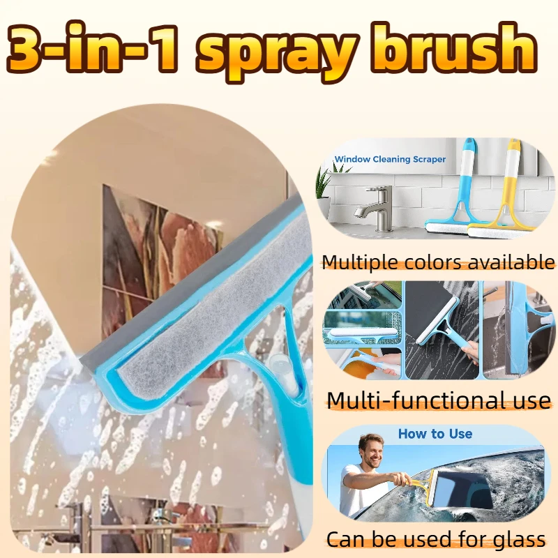 Raspador de coche 3 en 1, limpiaparabrisas de limpieza de ventanas, cepillo de vidrio multifuncional, escobilla de goma de silicona para herramientas de limpieza del hogar y el coche