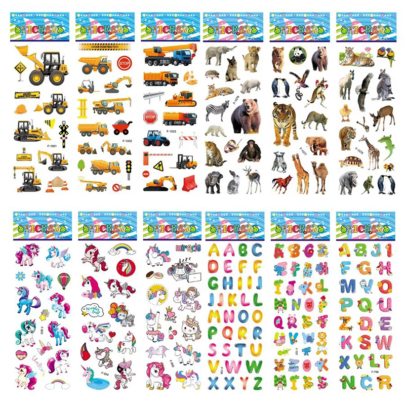 12 pçs/set crianças bolha adesivos 3d brinquedo plástico série múltipla dinossauro animal coração carro crianças presente de aniversário tmz