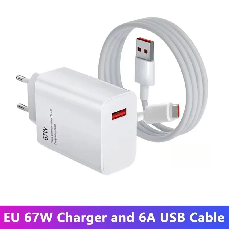 Ładowarka USB 67W z kablem USB-C 6A PD Szybkie Ładowanie do Xiaomi 14 Ultra Pro Redmi Note 13 Pro Telefon Komórkowy Adapter Ścienny
