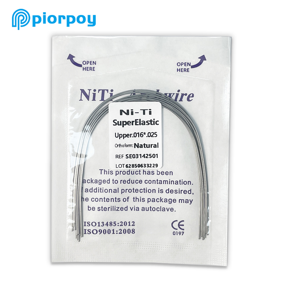 Piorpoy fios de arco ortodôntico dental, 10 peças, formato natural, super elástico, redondo, retangular, forma de arco superior e inferior
