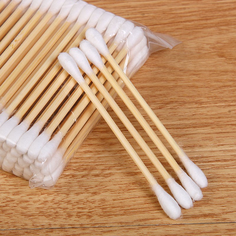 500 hisopos de algodón de cabeza redonda, hisopos de algodón de doble cabeza redonda, palitos de bambú, herramientas cosméticas para uñas puntiagudas de precisión