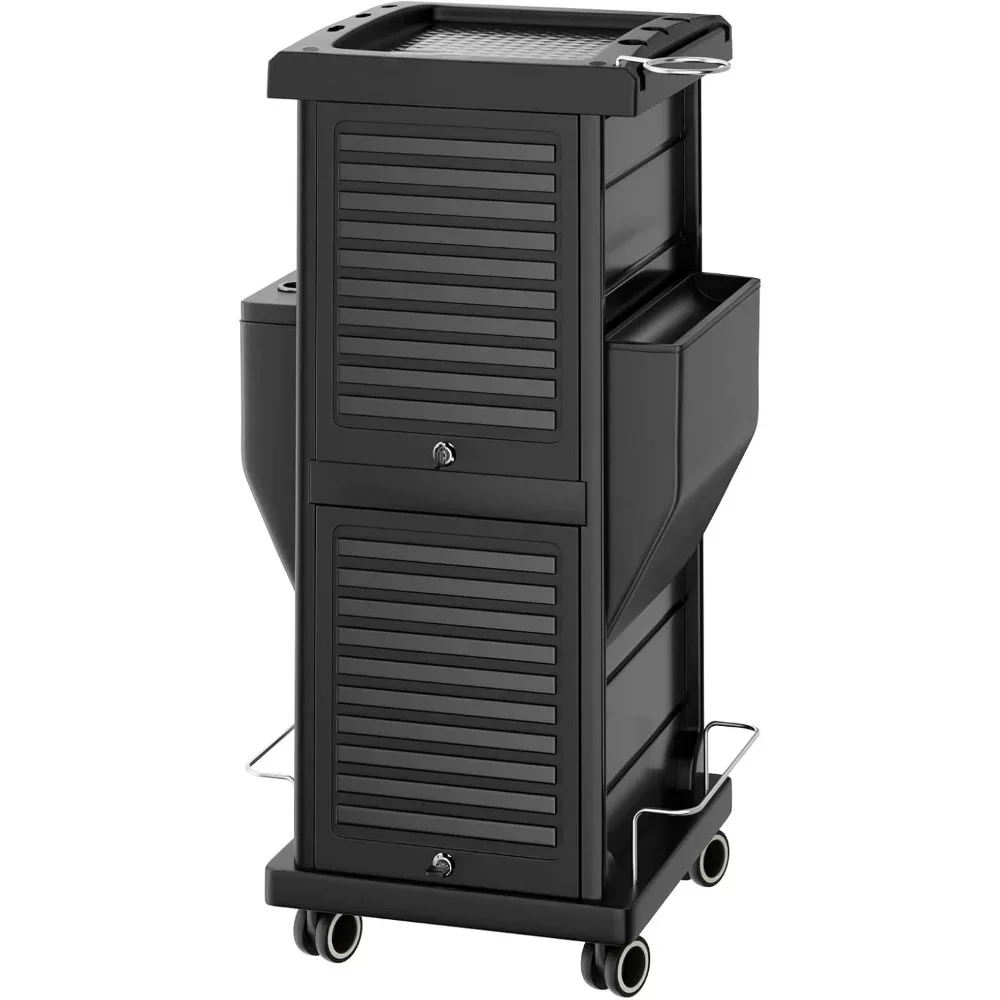 Salon Trolley with Lock 6 Drawers, Hot Tools Holder, Hair Cart Organizer w/Wheels, Salon Rolling Cart for Barber Hairdresser