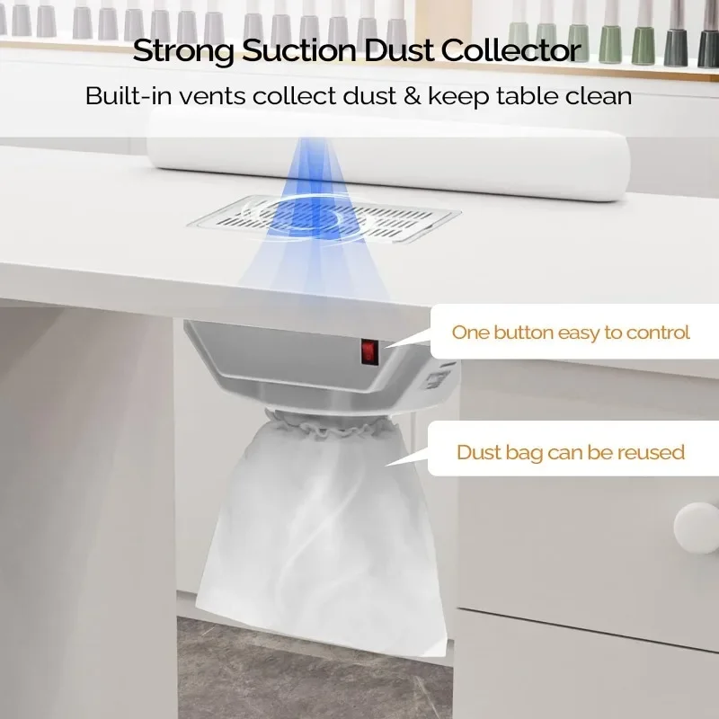 Maniküretisch, Nagelschreibtisch für Nail Tech, Nageltisch, Schönheitssalon-Tech-Station mit elektrischer Downdraft-Entlüftung, abschließbare Räder