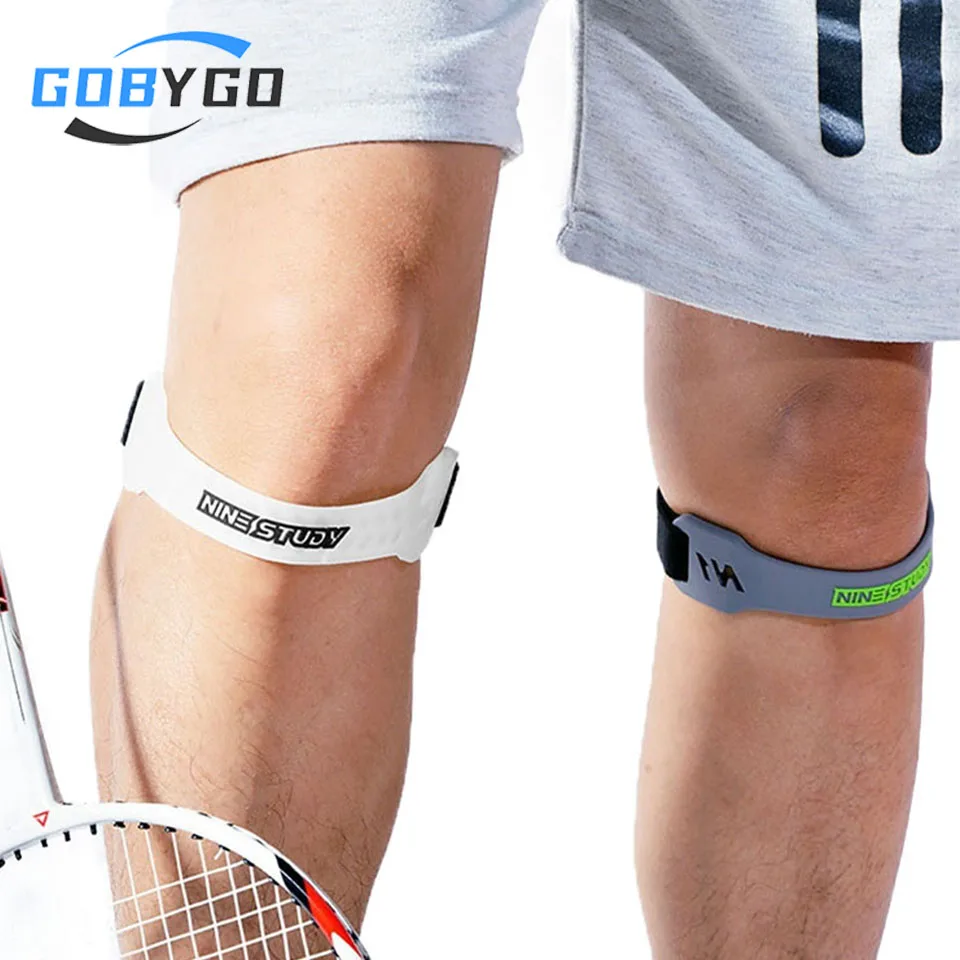 GOBYGO 1 pz ginocchiere sportive cinturino rotuleo supporti fitness protezione ginocchio supporto rotuleo cuscino pressione basket corsa