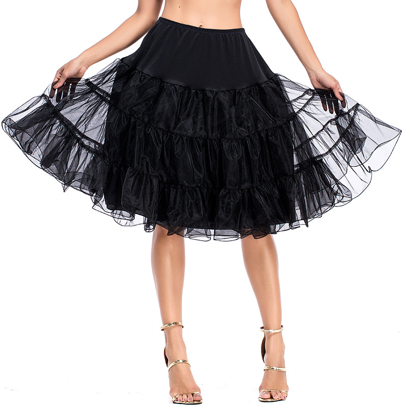 Elegante gonna gonfia sottogonna accessori per feste da donna corto in organza sottoveste di Halloween crinolina da sposa vintage