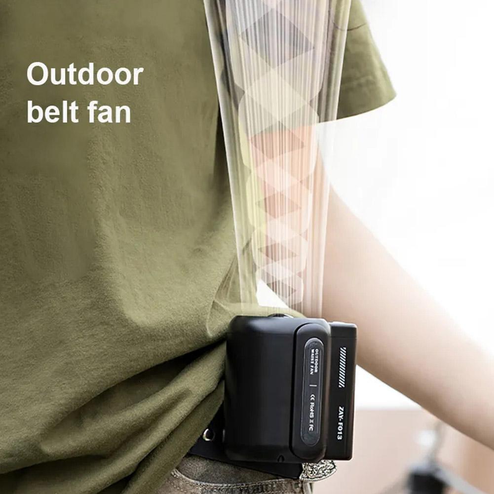 Outdoor taille hangende ventilator, 3-snelheden sterke wind handheld, draagbare USB-riemclip nekventilator, geschikt voor buitenreizen