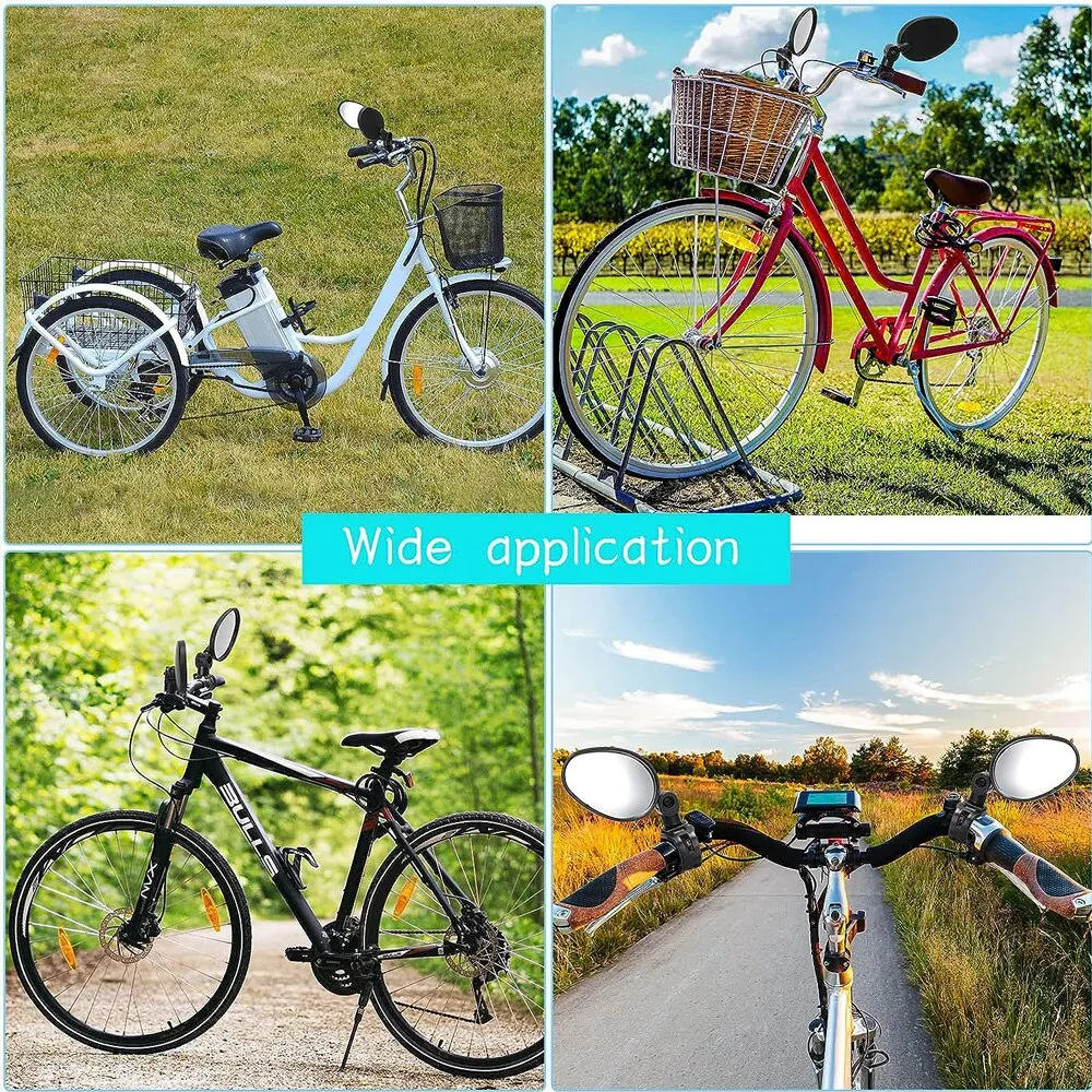 1/2pcs Bike Mirror 360 Degree Adjustable Rotatable Handlebar Mirror Wide Bycicle Accessories Cycling Rear View Mirror Accesorios