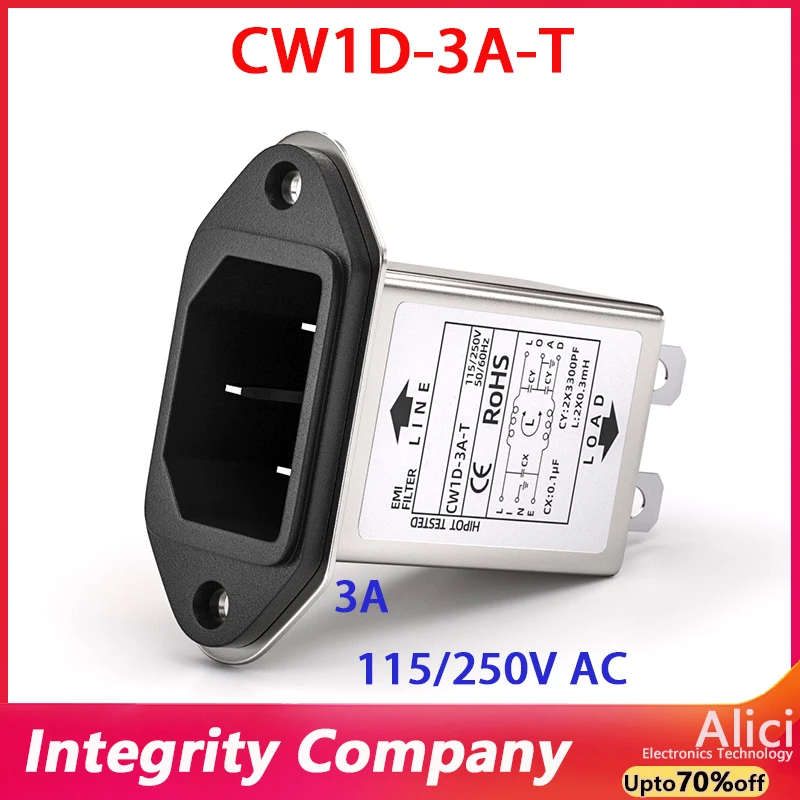 Purificatore EMI anti-interferenza CA 220 V con presa a T monofase CW1D-T 3A 6A 10A -T filtro di alimentazione CW1D-6A-T CW1D-10A-T